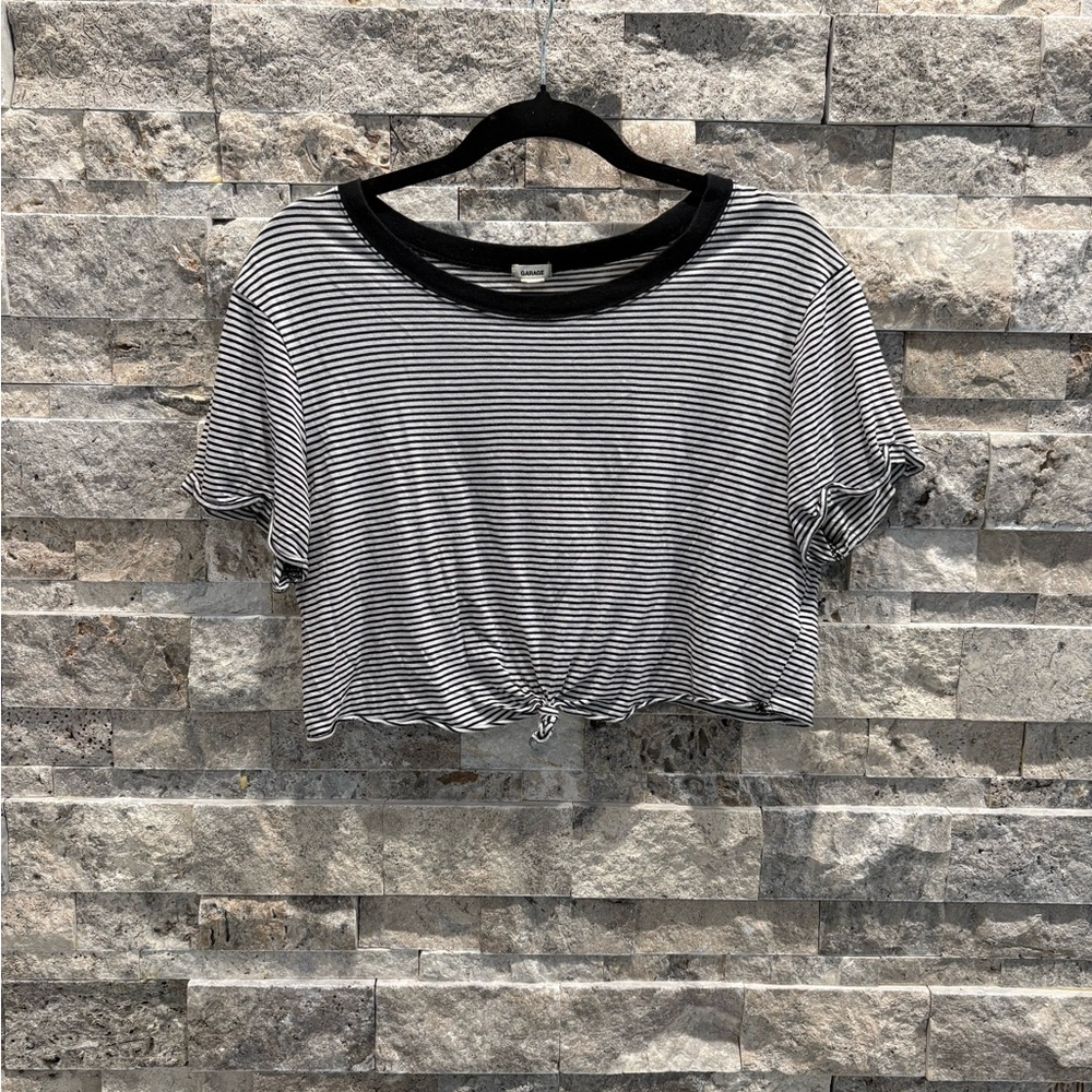 Garage Black and White Striped Crop Top size M